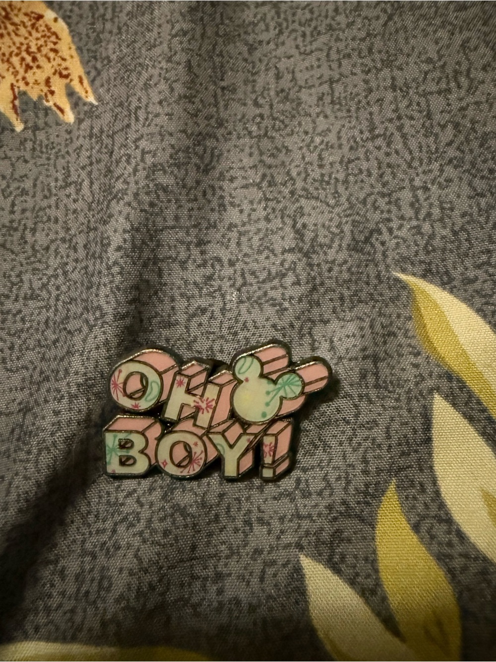 Disney Pink and Mint "Oh Boy!" Enamel Brooch